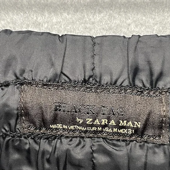 Zara Man Linen Jogger Pants With Ribbed Cuffs M Black - Picture 2 of 6